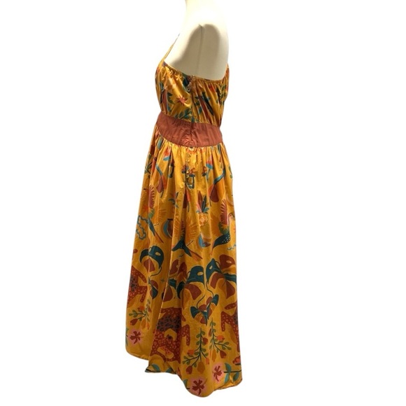 Farm Rio x Anthropologie One Shoulder Tropical Puff Sleeve Maxi Dress Large - Picture 12 of 16